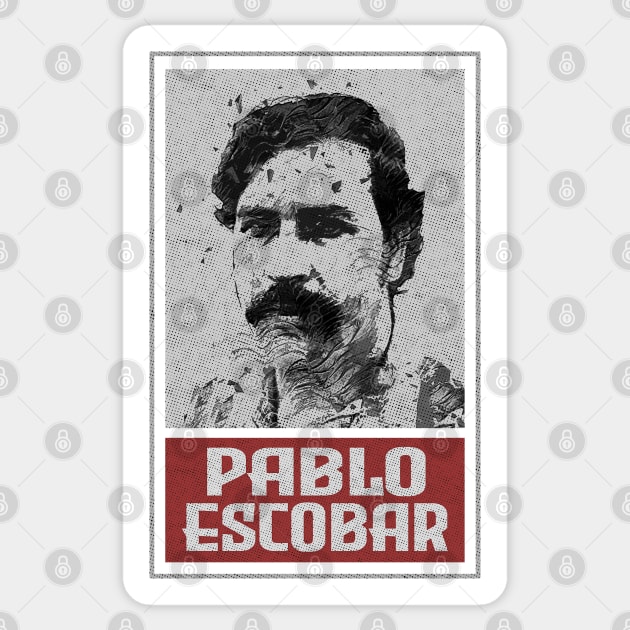 Pablo Escobar Retro Style Mug Banner Sticker by VintageMimi